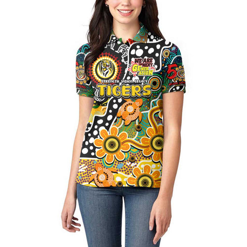 Personalised Tigers AFL Celebrating 50 Years of Naidoc Women Polo Shirt NAIDOC Week 2025 Aboriginal