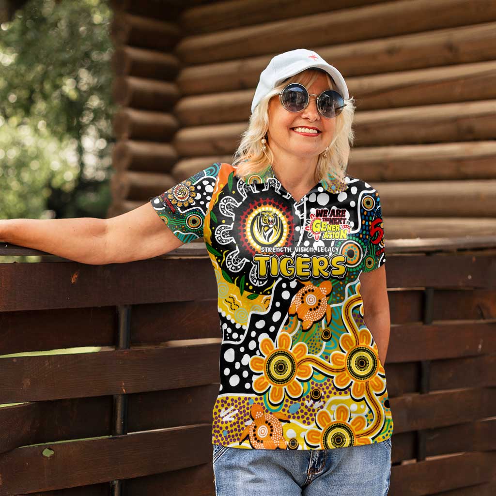 Personalised Tigers AFL Celebrating 50 Years of Naidoc Women Polo Shirt NAIDOC Week 2025 Aboriginal