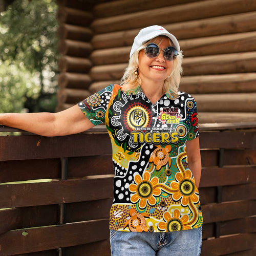Personalised Tigers AFL Celebrating 50 Years of Naidoc Women Polo Shirt NAIDOC Week 2025 Aboriginal