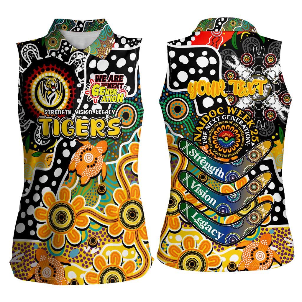 Personalised Tigers AFL Celebrating 50 Years of Naidoc Women Sleeveless Polo Shirt NAIDOC Week 2025 Aboriginal