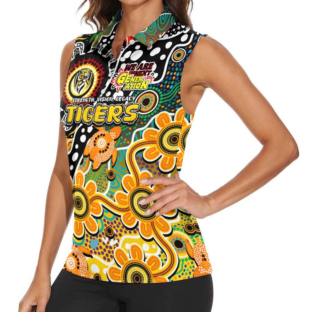 Personalised Tigers AFL Celebrating 50 Years of Naidoc Women Sleeveless Polo Shirt NAIDOC Week 2025 Aboriginal