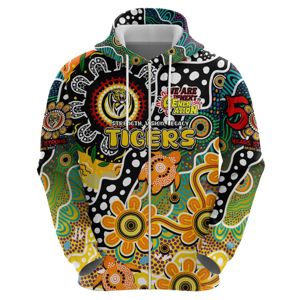 Personalised Tigers AFL Celebrating 50 Years of Naidoc Zip Hoodie NAIDOC Week 2025 Aboriginal