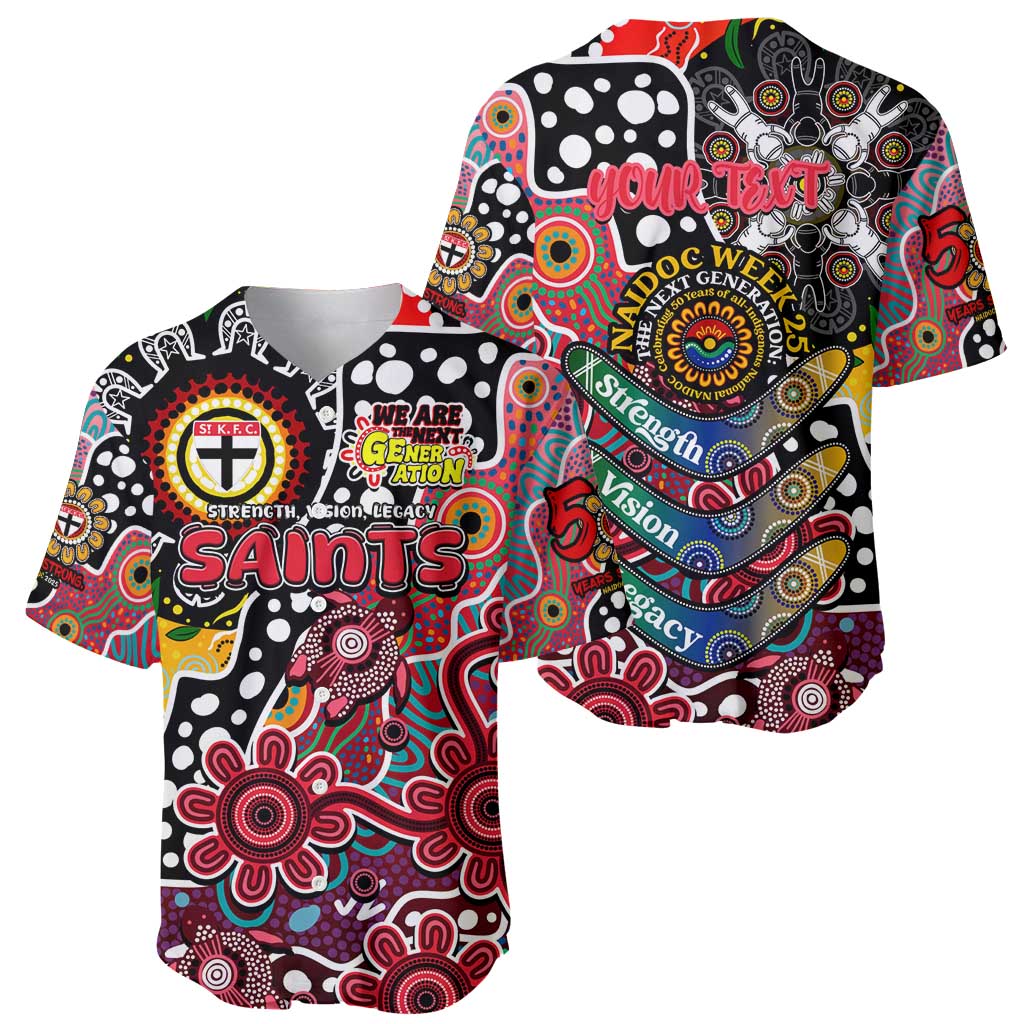 Personalised Saints AFL Celebrating 50 Years of Naidoc Baseball Jersey NAIDOC Week 2025 Aboriginal