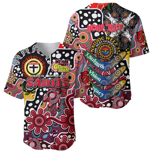 Personalised Saints AFL Celebrating 50 Years of Naidoc Baseball Jersey NAIDOC Week 2025 Aboriginal