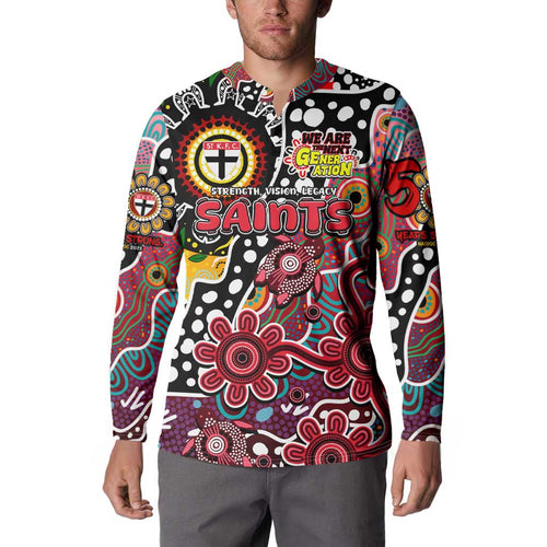 Personalised Saints AFL Celebrating 50 Years of Naidoc Button Sweatshirt NAIDOC Week 2025 Aboriginal