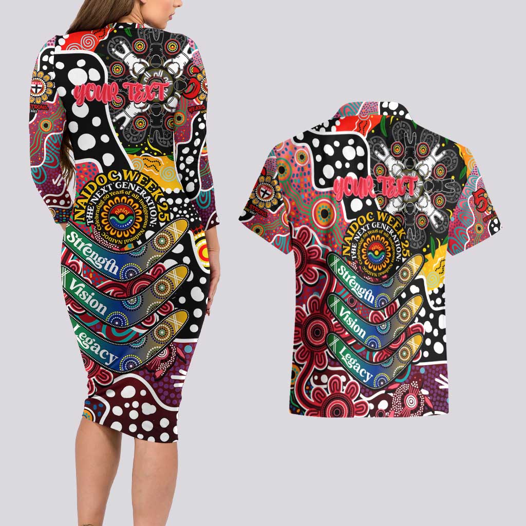 Personalised Saints AFL Celebrating 50 Years of Naidoc Couples Matching Long Sleeve Bodycon Dress and Hawaiian Shirt NAIDOC Week 2025 Aboriginal