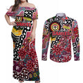 Personalised Saints AFL Celebrating 50 Years of Naidoc Couples Matching Off Shoulder Maxi Dress and Long Sleeve Button Shirt NAIDOC Week 2025 Aboriginal
