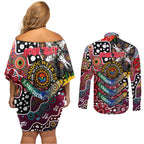 Personalised Saints AFL Celebrating 50 Years of Naidoc Couples Matching Off Shoulder Short Dress and Long Sleeve Button Shirt NAIDOC Week 2025 Aboriginal