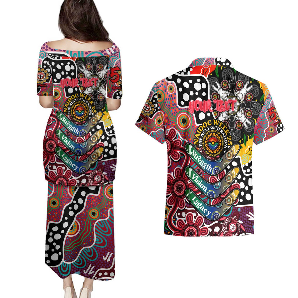 Personalised Saints AFL Celebrating 50 Years of Naidoc Couples Matching Puletasi and Hawaiian Shirt NAIDOC Week 2025 Aboriginal