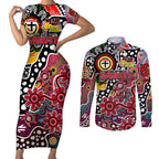 Personalised Saints AFL Celebrating 50 Years of Naidoc Couples Matching Short Sleeve Bodycon Dress and Long Sleeve Button Shirt NAIDOC Week 2025 Aboriginal