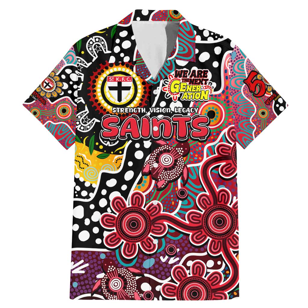 Personalised Saints AFL Celebrating 50 Years of Naidoc Family Matching Mermaid Dress and Hawaiian Shirt NAIDOC Week 2025 Aboriginal