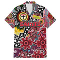 Personalised Saints AFL Celebrating 50 Years of Naidoc Family Matching Off The Shoulder Long Sleeve Dress and Hawaiian Shirt NAIDOC Week 2025 Aboriginal