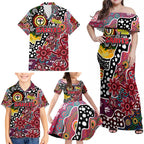Personalised Saints AFL Celebrating 50 Years of Naidoc Family Matching Off Shoulder Maxi Dress and Hawaiian Shirt NAIDOC Week 2025 Aboriginal