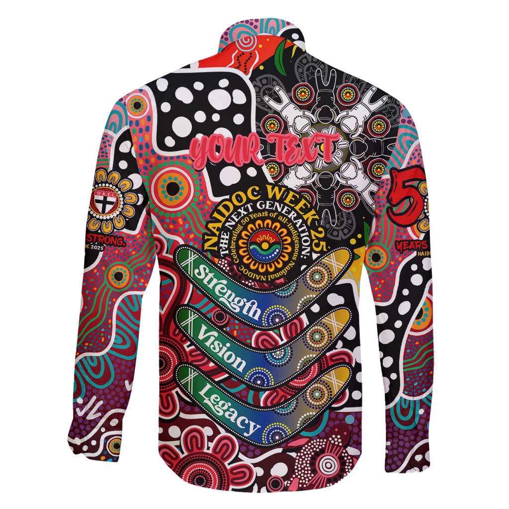Personalised Saints AFL Celebrating 50 Years of Naidoc Family Matching Off Shoulder Maxi Dress and Hawaiian Shirt NAIDOC Week 2025 Aboriginal