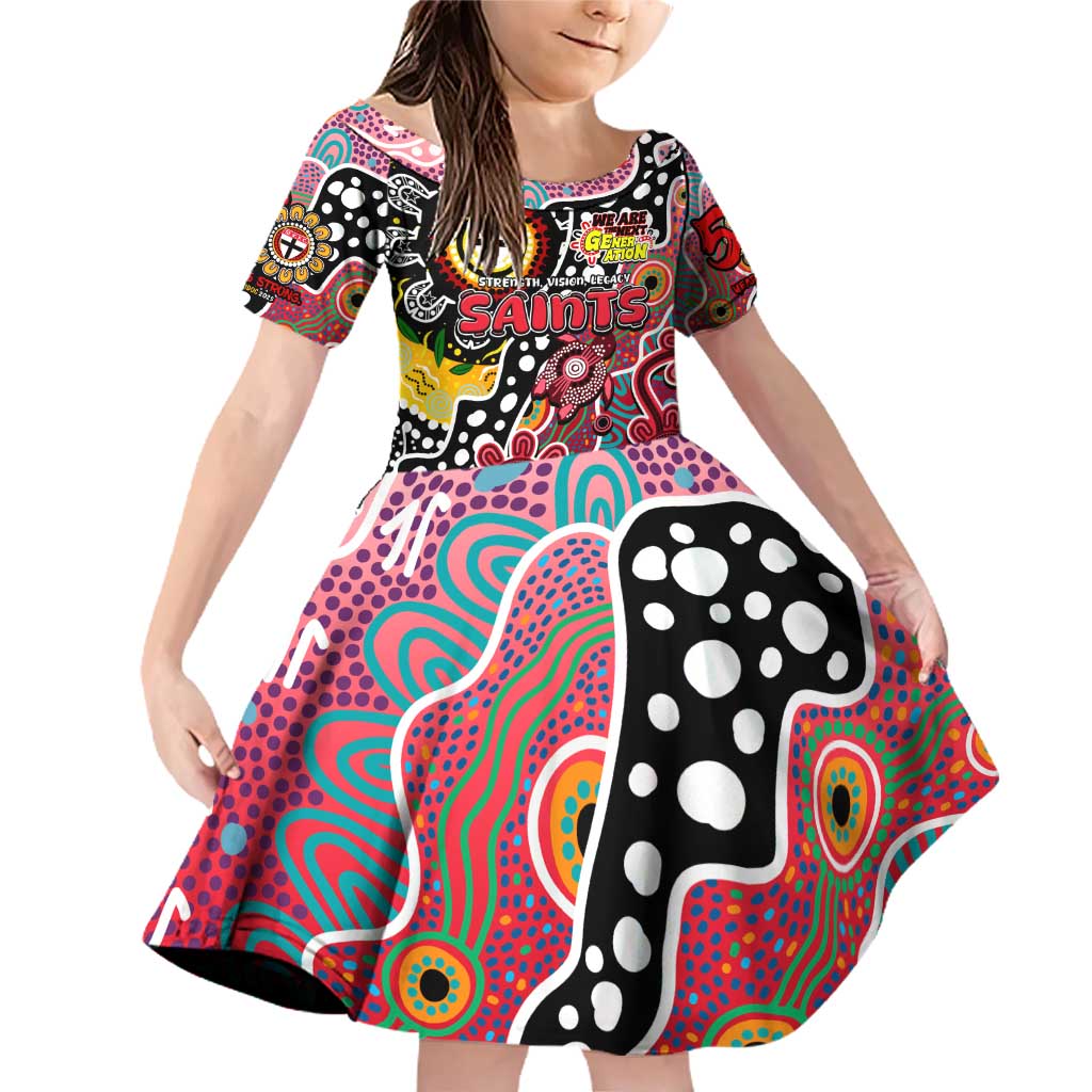 Personalised Saints AFL Celebrating 50 Years of Naidoc Family Matching Off Shoulder Short Dress and Hawaiian Shirt NAIDOC Week 2025 Aboriginal