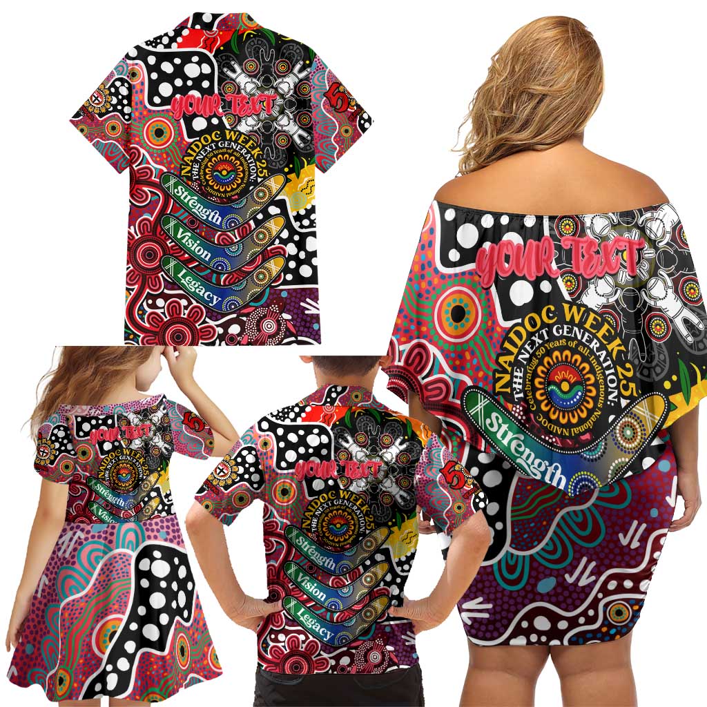 Personalised Saints AFL Celebrating 50 Years of Naidoc Family Matching Off Shoulder Short Dress and Hawaiian Shirt NAIDOC Week 2025 Aboriginal