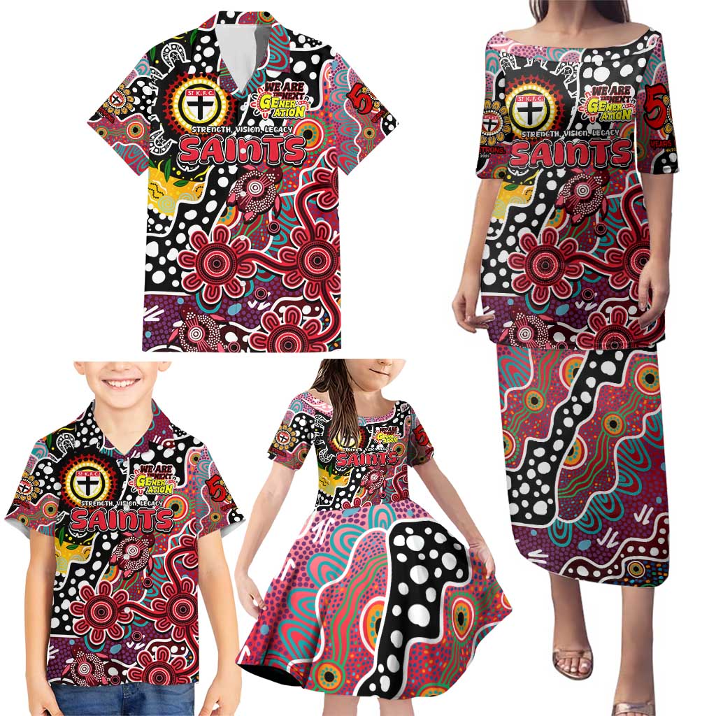 Personalised Saints AFL Celebrating 50 Years of Naidoc Family Matching Puletasi and Hawaiian Shirt NAIDOC Week 2025 Aboriginal