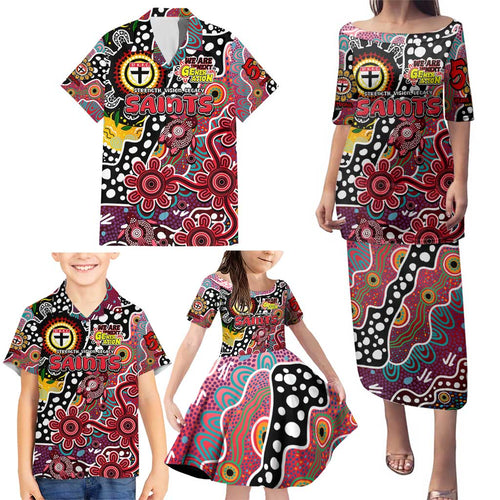 Personalised Saints AFL Celebrating 50 Years of Naidoc Family Matching Puletasi and Hawaiian Shirt NAIDOC Week 2025 Aboriginal