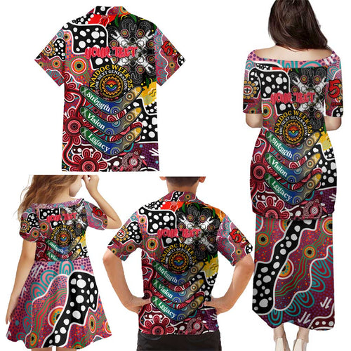 Personalised Saints AFL Celebrating 50 Years of Naidoc Family Matching Puletasi and Hawaiian Shirt NAIDOC Week 2025 Aboriginal