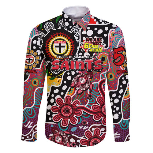 Personalised Saints AFL Celebrating 50 Years of Naidoc Family Matching Summer Maxi Dress and Hawaiian Shirt NAIDOC Week 2025 Aboriginal