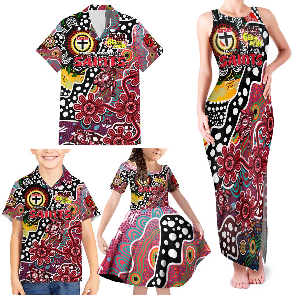 Personalised Saints AFL Celebrating 50 Years of Naidoc Family Matching Tank Maxi Dress and Hawaiian Shirt NAIDOC Week 2025 Aboriginal