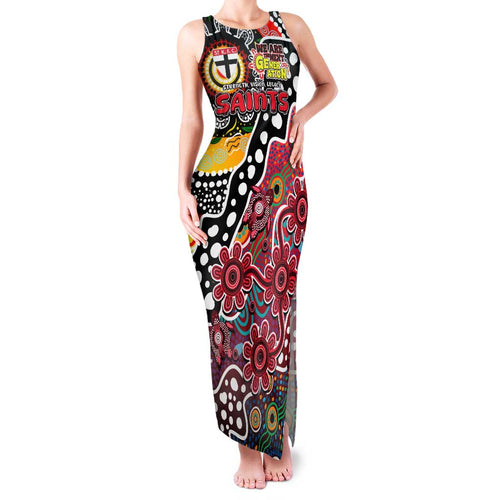 Personalised Saints AFL Celebrating 50 Years of Naidoc Family Matching Tank Maxi Dress and Hawaiian Shirt NAIDOC Week 2025 Aboriginal