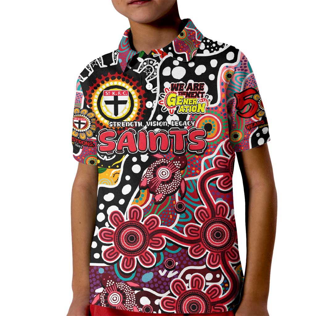 Personalised Saints AFL Celebrating 50 Years of Naidoc Kid Polo Shirt NAIDOC Week 2025 Aboriginal