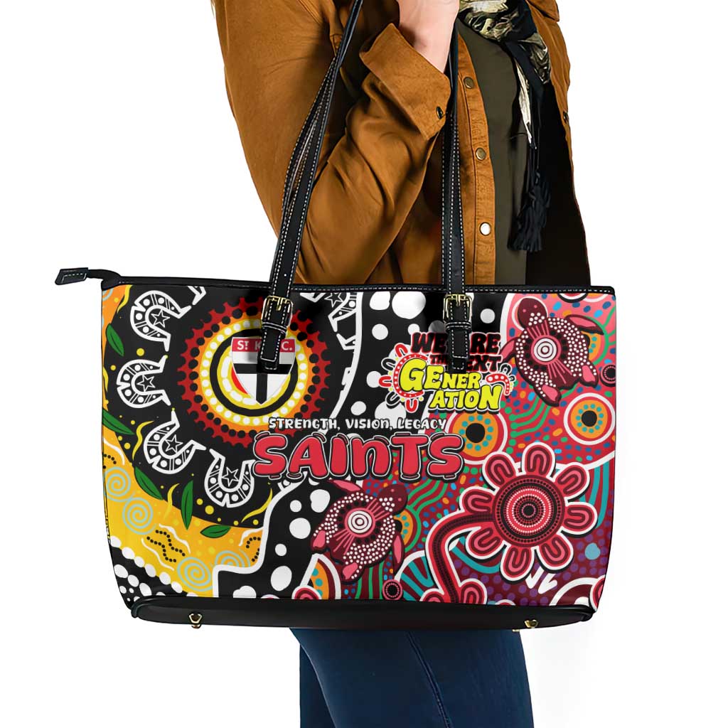 Saints AFL Celebrating 50 Years of Naidoc Leather Tote Bag NAIDOC Week 2025 Aboriginal