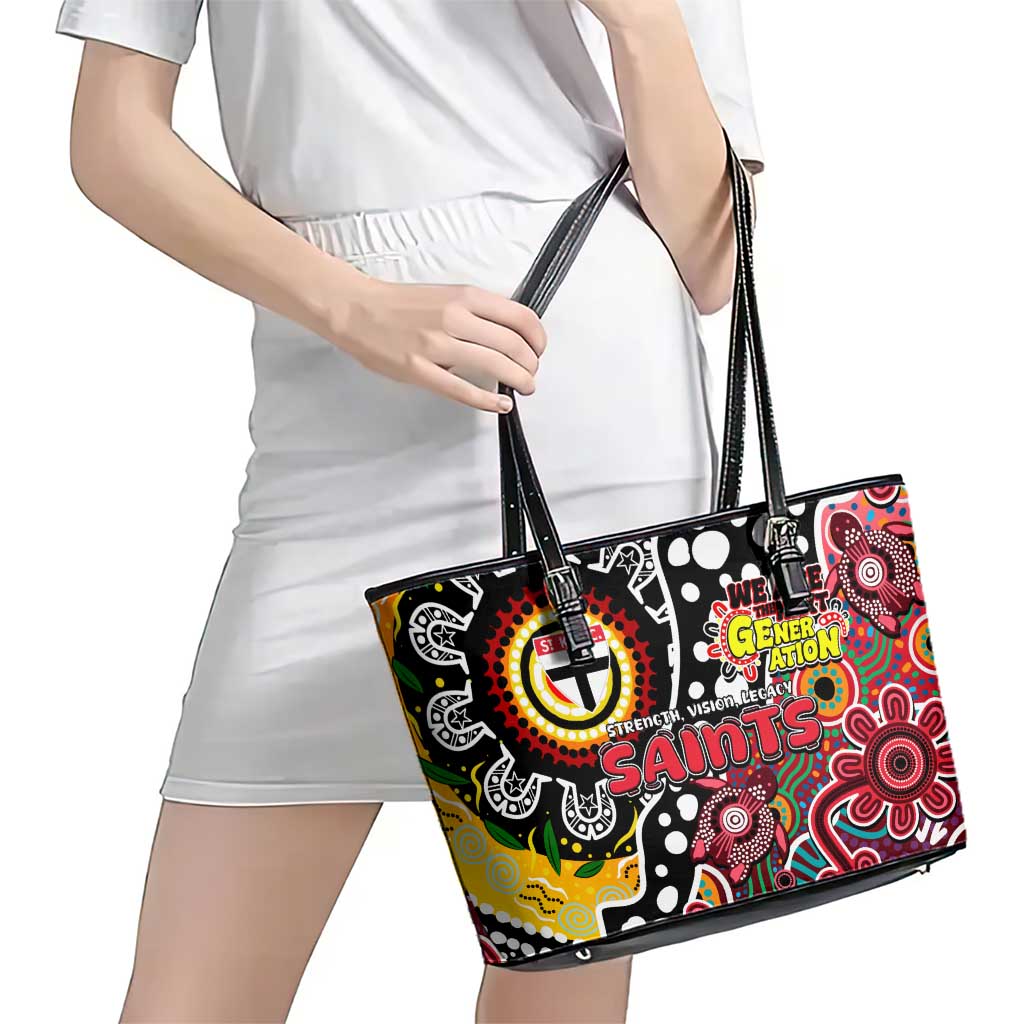 Saints AFL Celebrating 50 Years of Naidoc Leather Tote Bag NAIDOC Week 2025 Aboriginal