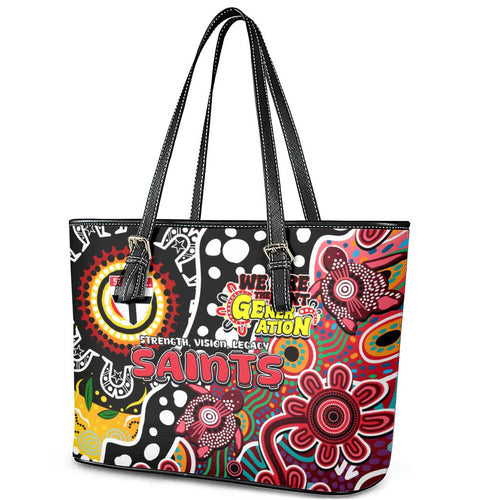 Saints AFL Celebrating 50 Years of Naidoc Leather Tote Bag NAIDOC Week 2025 Aboriginal