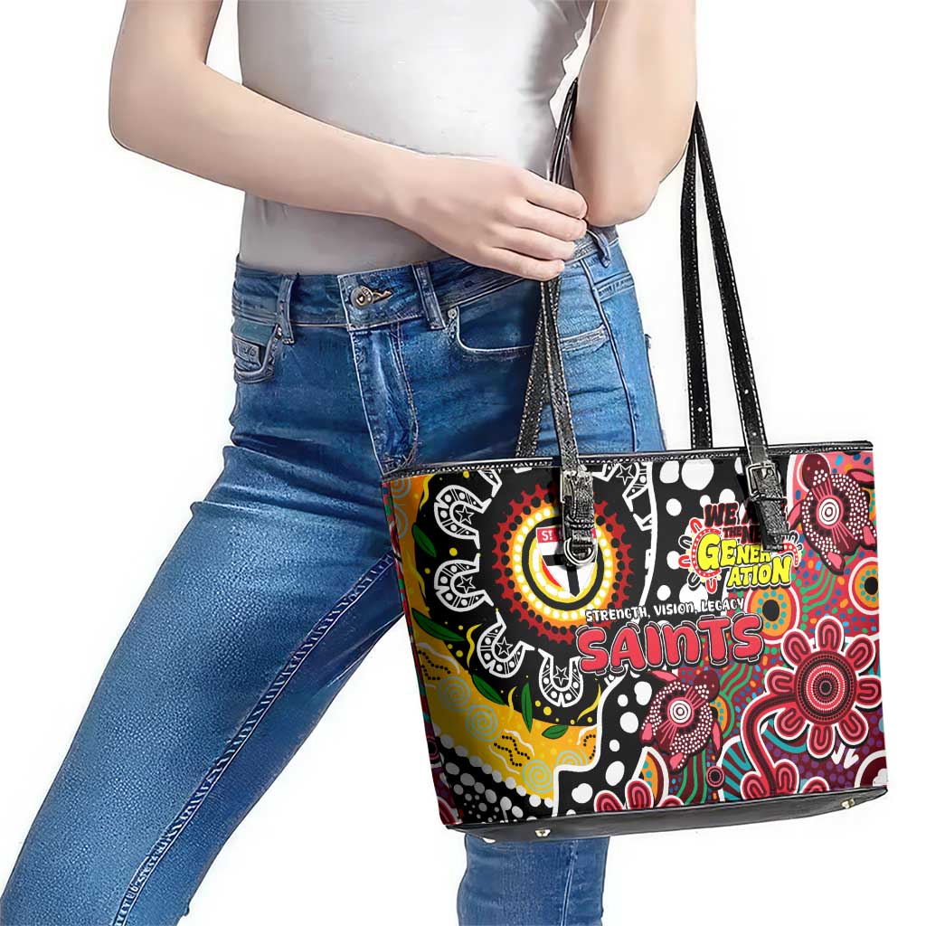 Saints AFL Celebrating 50 Years of Naidoc Leather Tote Bag NAIDOC Week 2025 Aboriginal