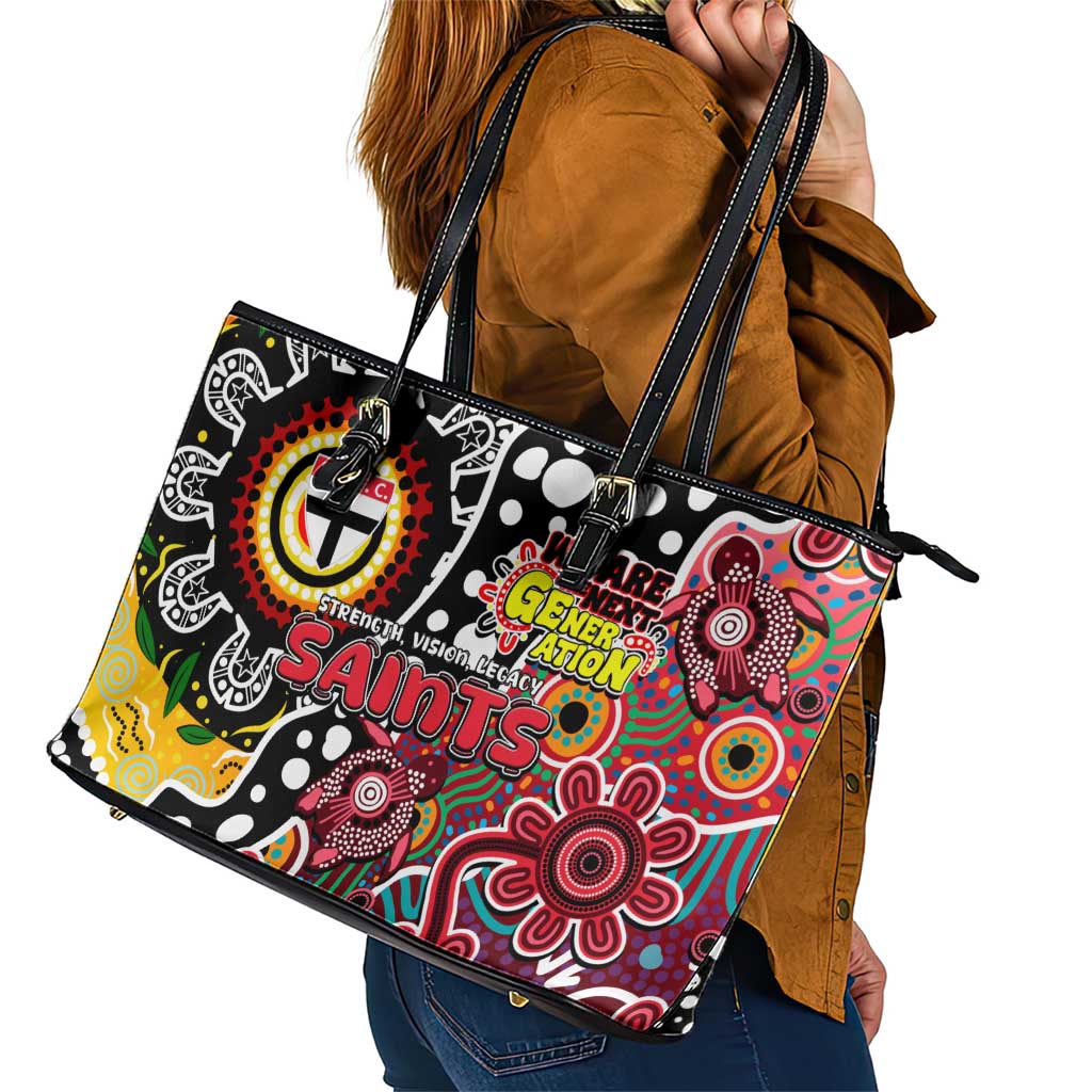 Saints AFL Celebrating 50 Years of Naidoc Leather Tote Bag NAIDOC Week 2025 Aboriginal