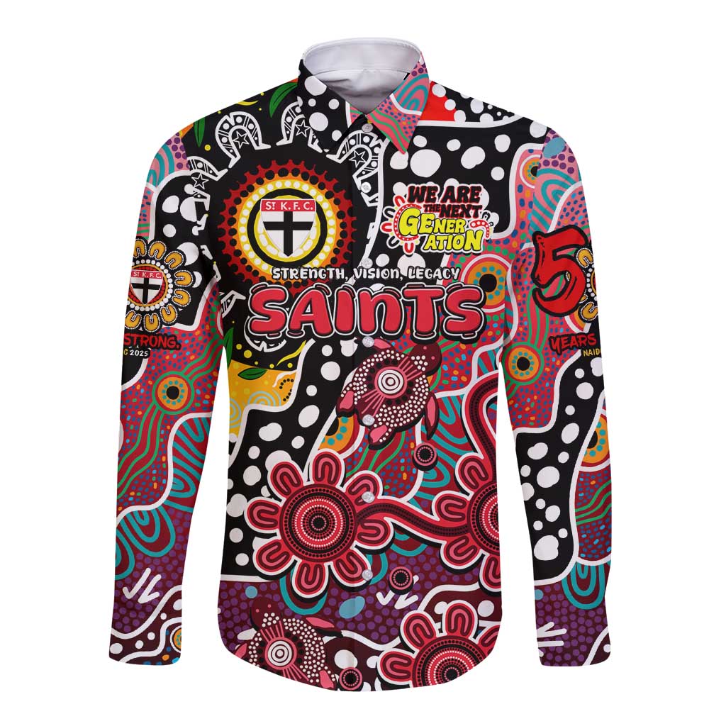 Personalised Saints AFL Celebrating 50 Years of Naidoc Long Sleeve Button Shirt NAIDOC Week 2025 Aboriginal