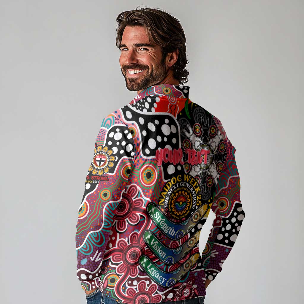 Personalised Saints AFL Celebrating 50 Years of Naidoc Long Sleeve Polo Shirt NAIDOC Week 2025 Aboriginal
