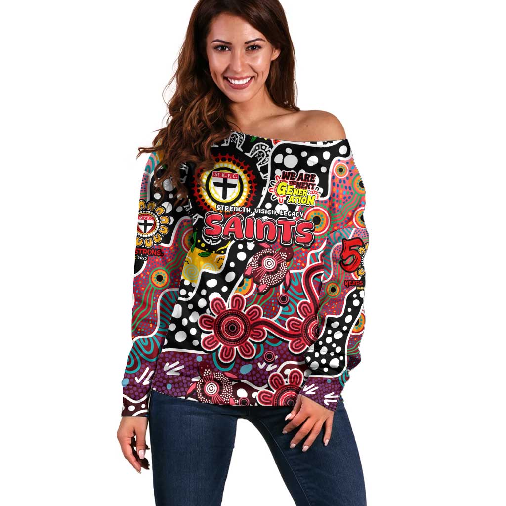 Personalised Saints AFL Celebrating 50 Years of Naidoc Off Shoulder Sweater NAIDOC Week 2025 Aboriginal