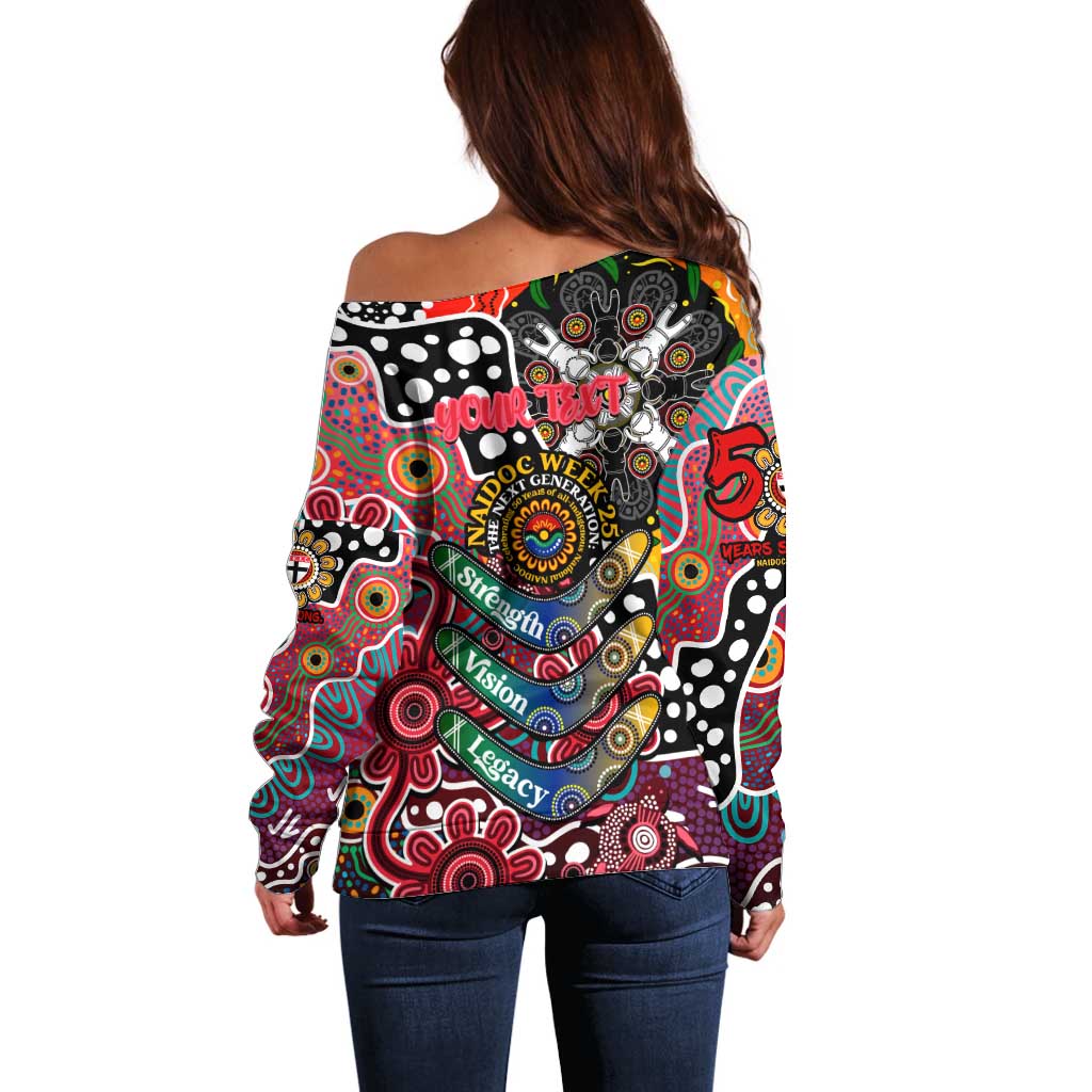 Personalised Saints AFL Celebrating 50 Years of Naidoc Off Shoulder Sweater NAIDOC Week 2025 Aboriginal