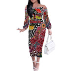 Personalised Saints AFL Celebrating 50 Years of Naidoc Off The Shoulder Long Sleeve Dress NAIDOC Week 2025 Aboriginal