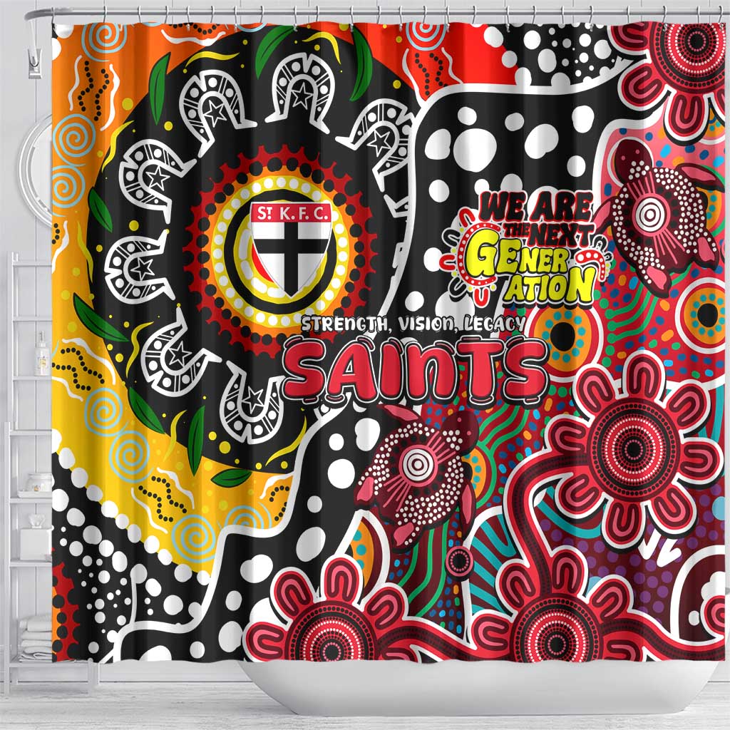 Saints AFL Celebrating 50 Years of Naidoc Shower Curtain NAIDOC Week 2025 Aboriginal