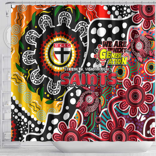 Saints AFL Celebrating 50 Years of Naidoc Shower Curtain NAIDOC Week 2025 Aboriginal