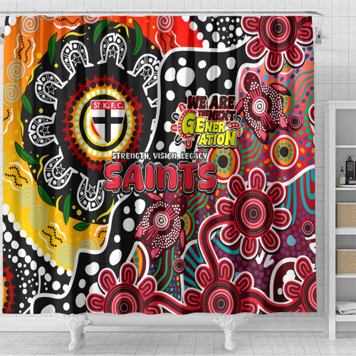 Saints AFL Celebrating 50 Years of Naidoc Shower Curtain NAIDOC Week 2025 Aboriginal