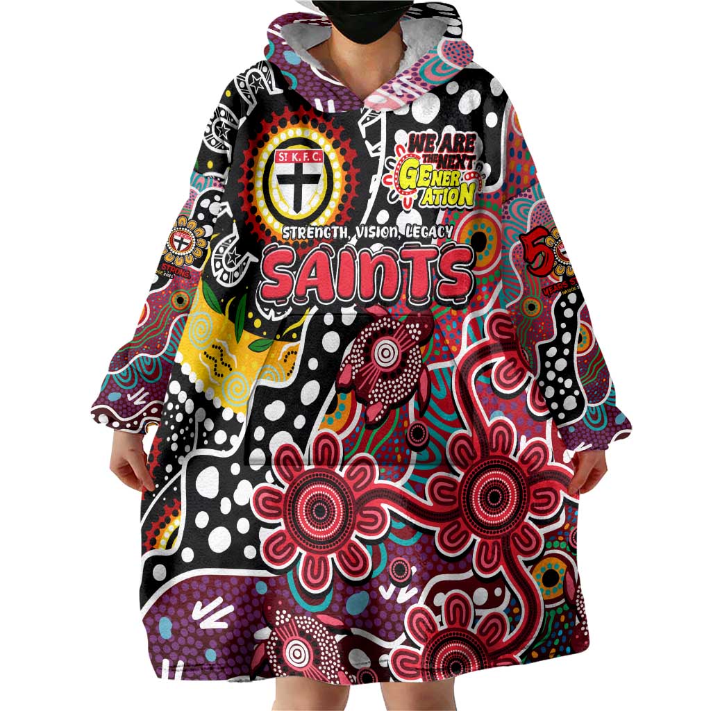 Personalised Saints AFL Celebrating 50 Years of Naidoc Wearable Blanket Hoodie NAIDOC Week 2025 Aboriginal