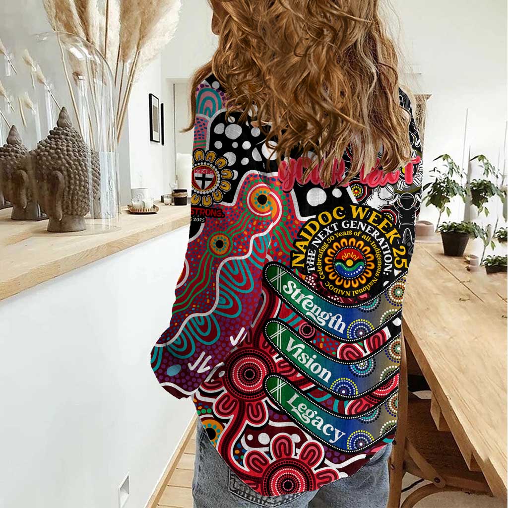 Personalised Saints AFL Celebrating 50 Years of Naidoc Women Casual Shirt NAIDOC Week 2025 Aboriginal
