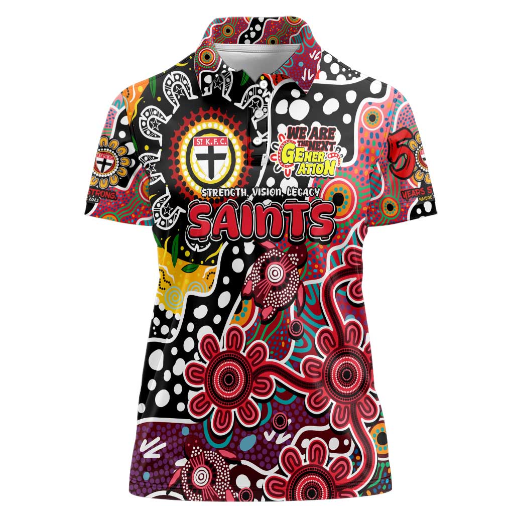 Personalised Saints AFL Celebrating 50 Years of Naidoc Women Polo Shirt NAIDOC Week 2025 Aboriginal