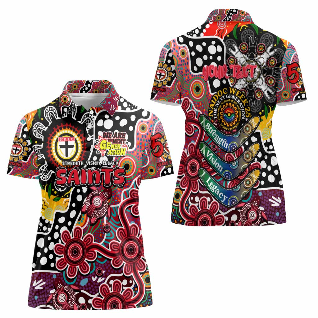 Personalised Saints AFL Celebrating 50 Years of Naidoc Women Polo Shirt NAIDOC Week 2025 Aboriginal