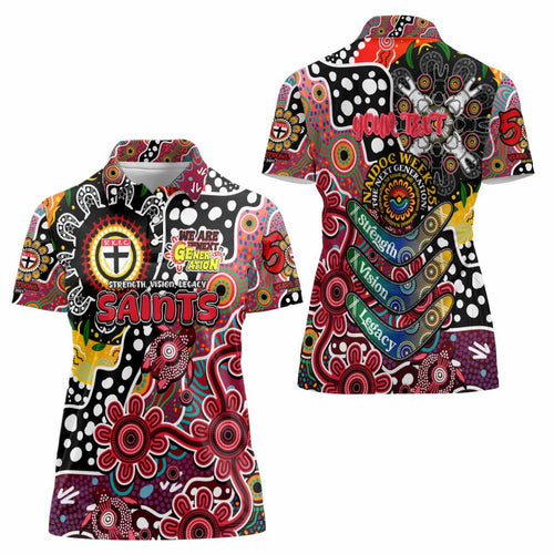 Personalised Saints AFL Celebrating 50 Years of Naidoc Women Polo Shirt NAIDOC Week 2025 Aboriginal