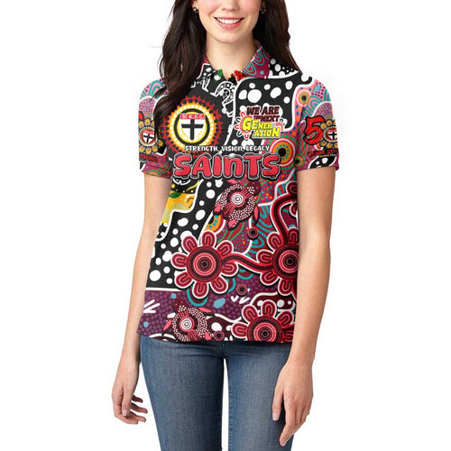 Personalised Saints AFL Celebrating 50 Years of Naidoc Women Polo Shirt NAIDOC Week 2025 Aboriginal