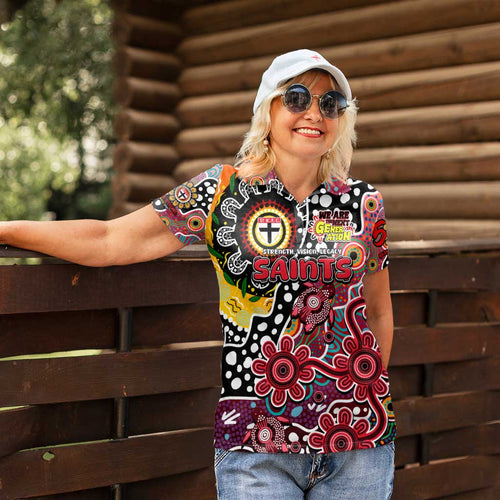 Personalised Saints AFL Celebrating 50 Years of Naidoc Women Polo Shirt NAIDOC Week 2025 Aboriginal