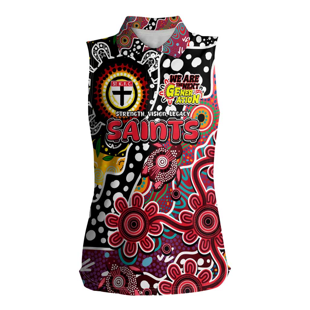 Personalised Saints AFL Celebrating 50 Years of Naidoc Women Sleeveless Polo Shirt NAIDOC Week 2025 Aboriginal