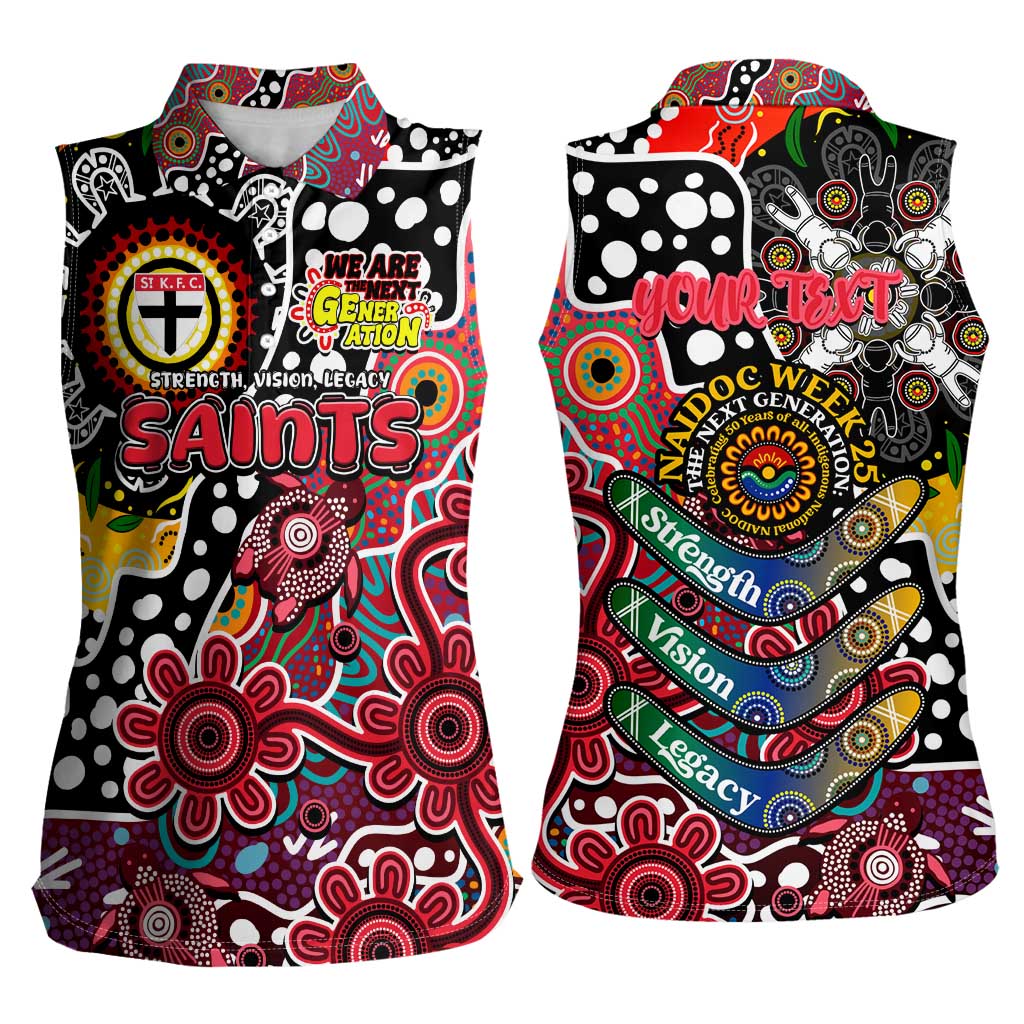 Personalised Saints AFL Celebrating 50 Years of Naidoc Women Sleeveless Polo Shirt NAIDOC Week 2025 Aboriginal