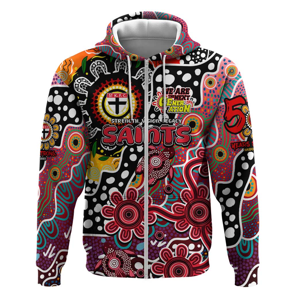 Personalised Saints AFL Celebrating 50 Years of Naidoc Zip Hoodie NAIDOC Week 2025 Aboriginal